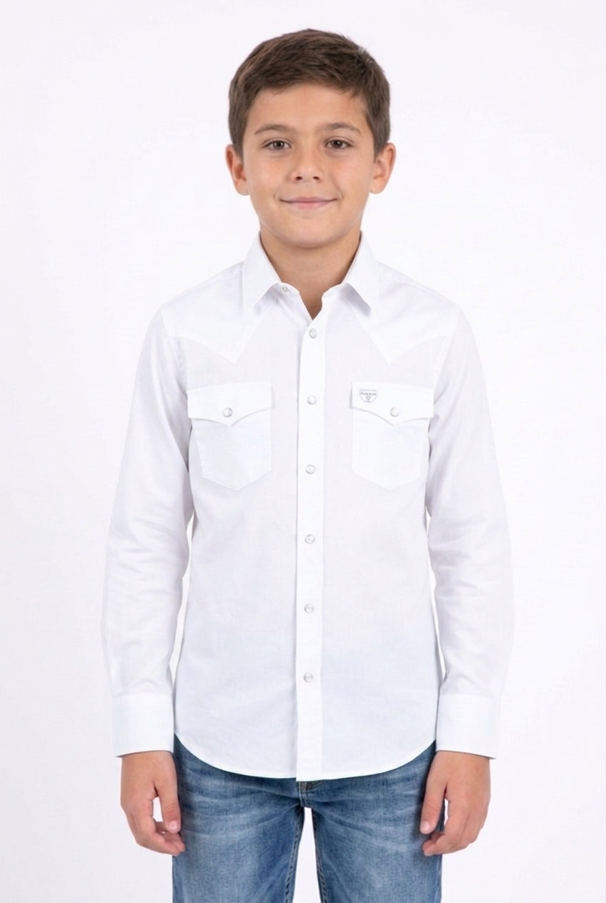 white winslow kids western shirt platini front