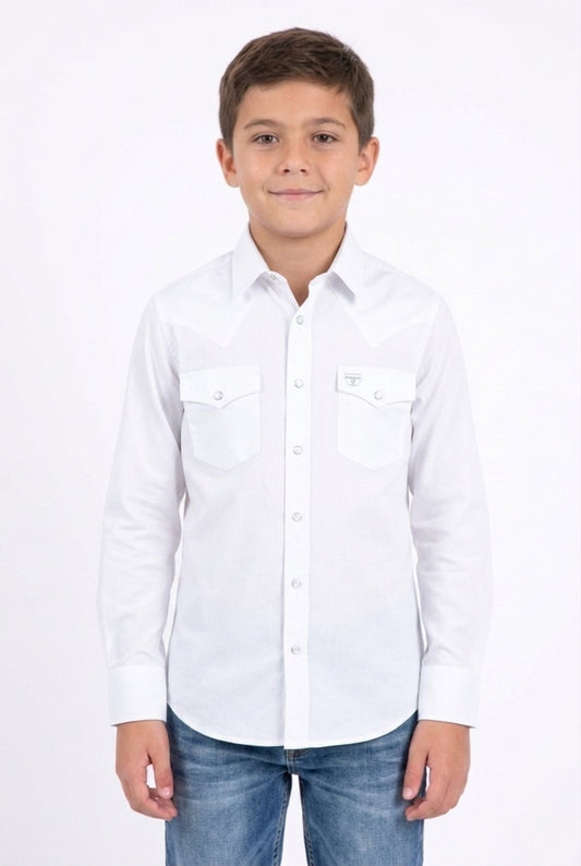 white winslow kids western shirt platini front
