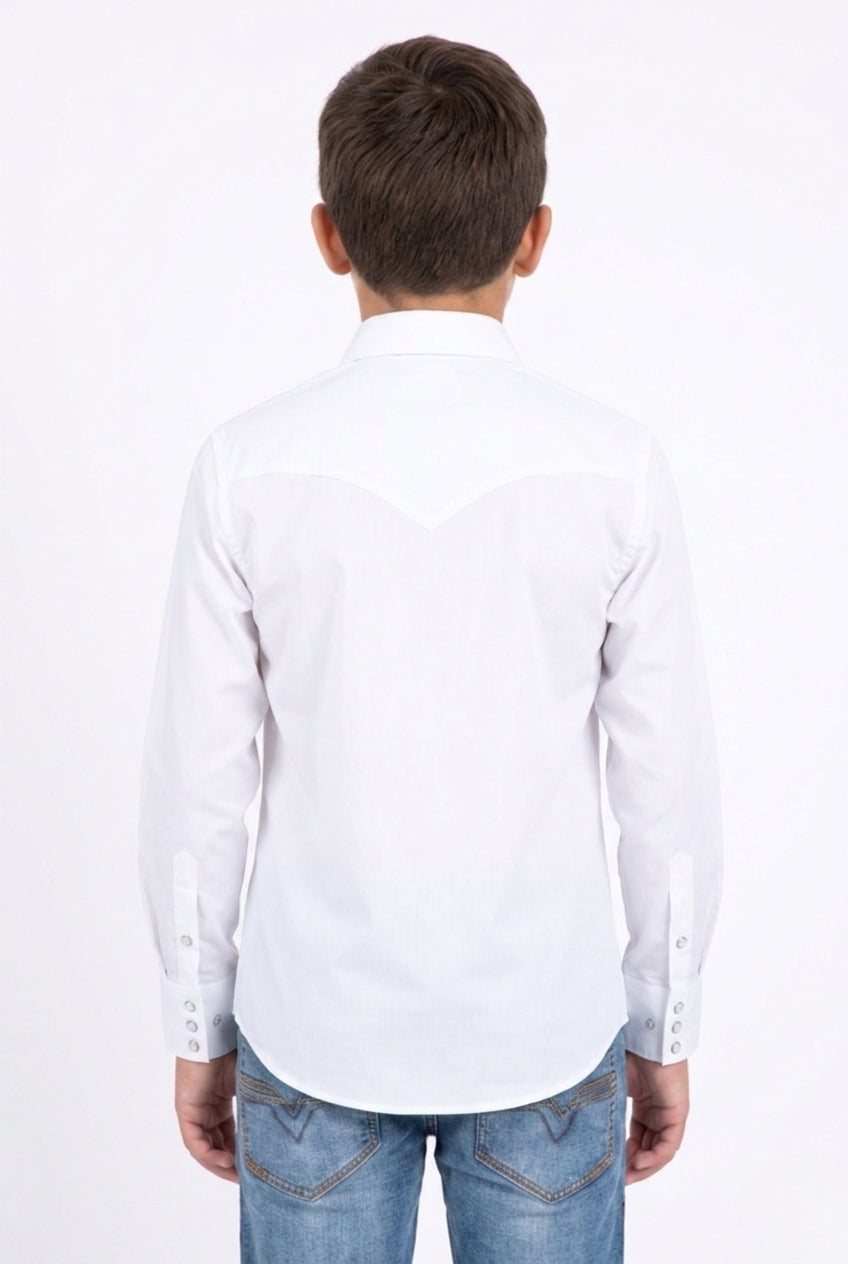 white winslow kids western shirt platini back