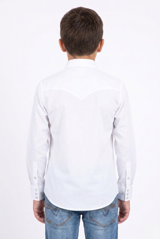 white winslow kids western shirt platini back