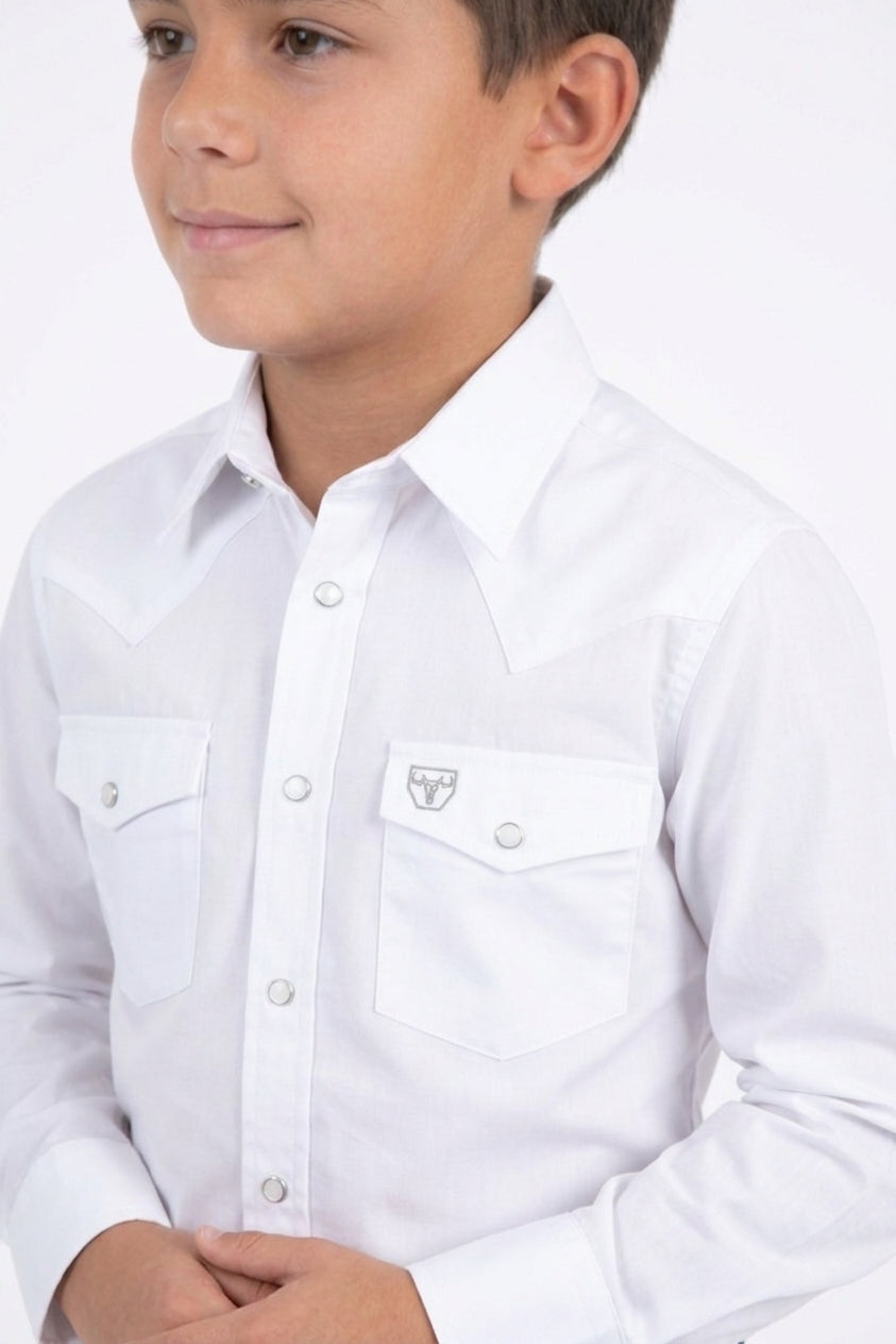 white winslow kids western shirt platini detail