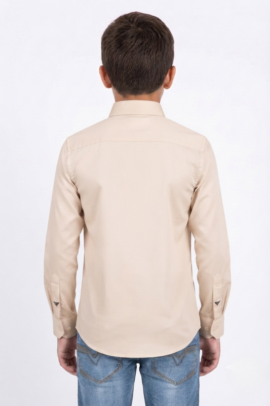 beige Locke Block Check Shirt Kids Platini  back