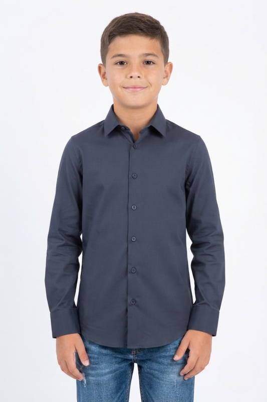 charcoal Locke Block Check Shirt Kids Platini front