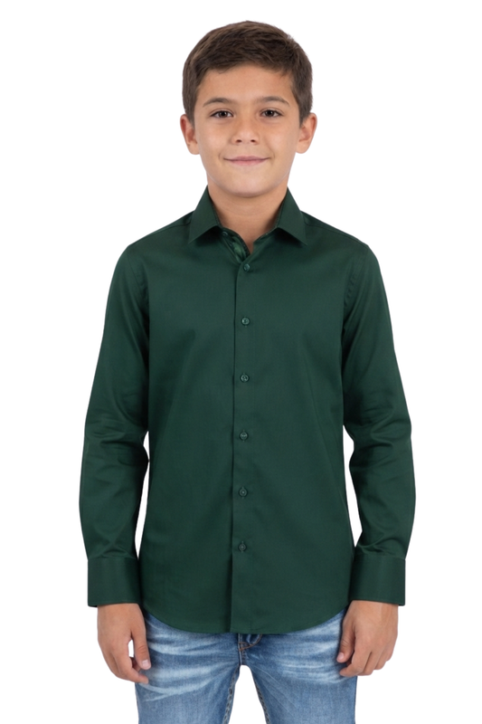 green Locke Block Check Shirt Kids Platini front