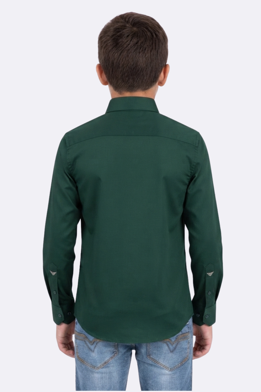 green Locke Block Check Shirt Kids Platini back