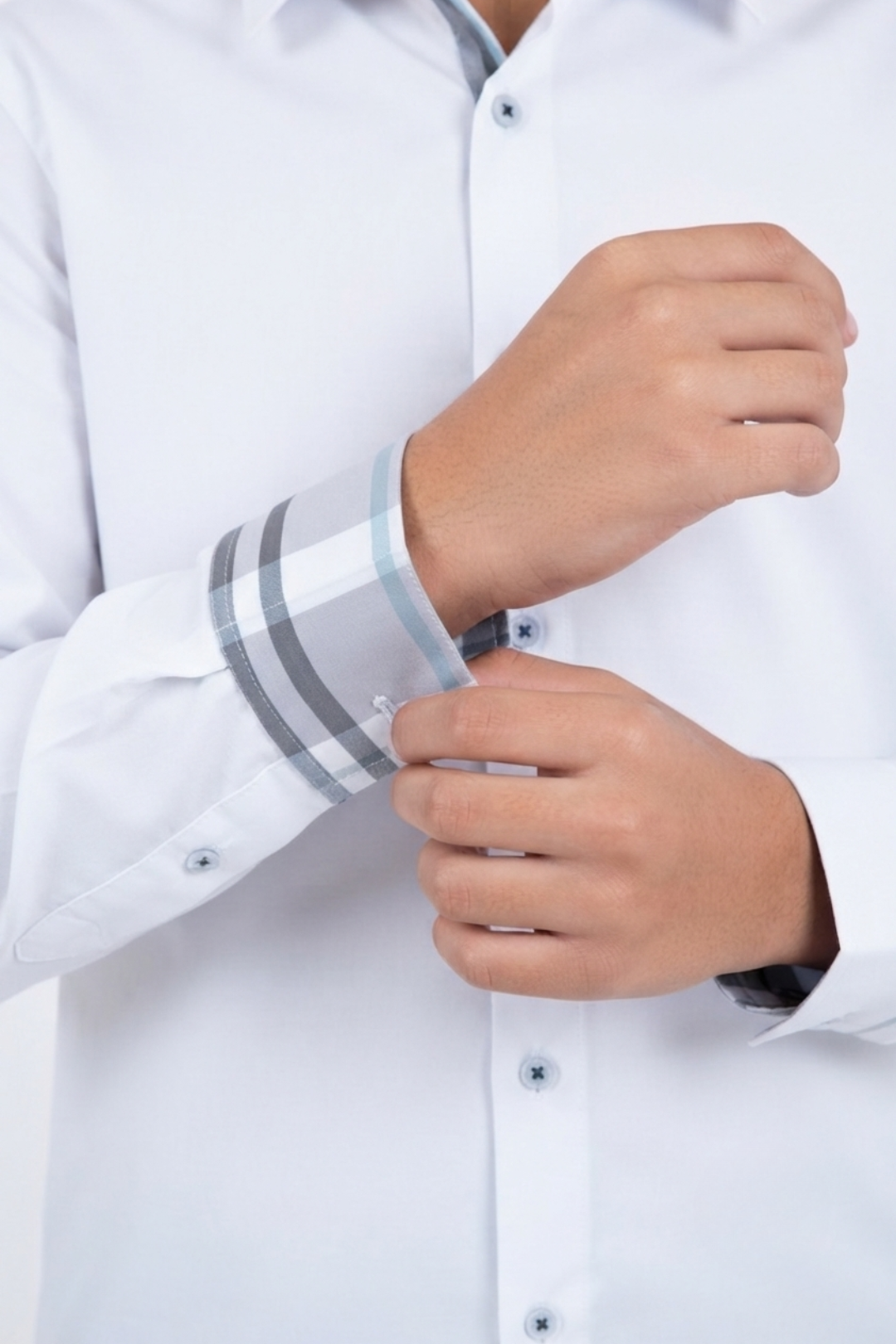 white locke kids block check shirt boys platini cuff detail