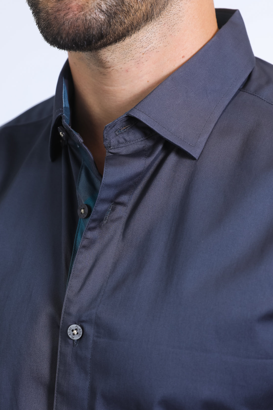 charcoal locke tartan cuff shirt men platini detail-2