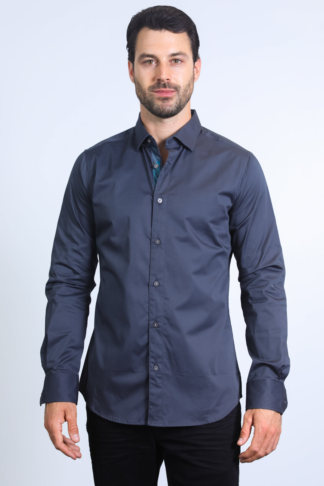charcoal locke tartan cuff shirt men platini front