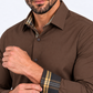 dark brown locke tartan trim dress shirt men platini detail