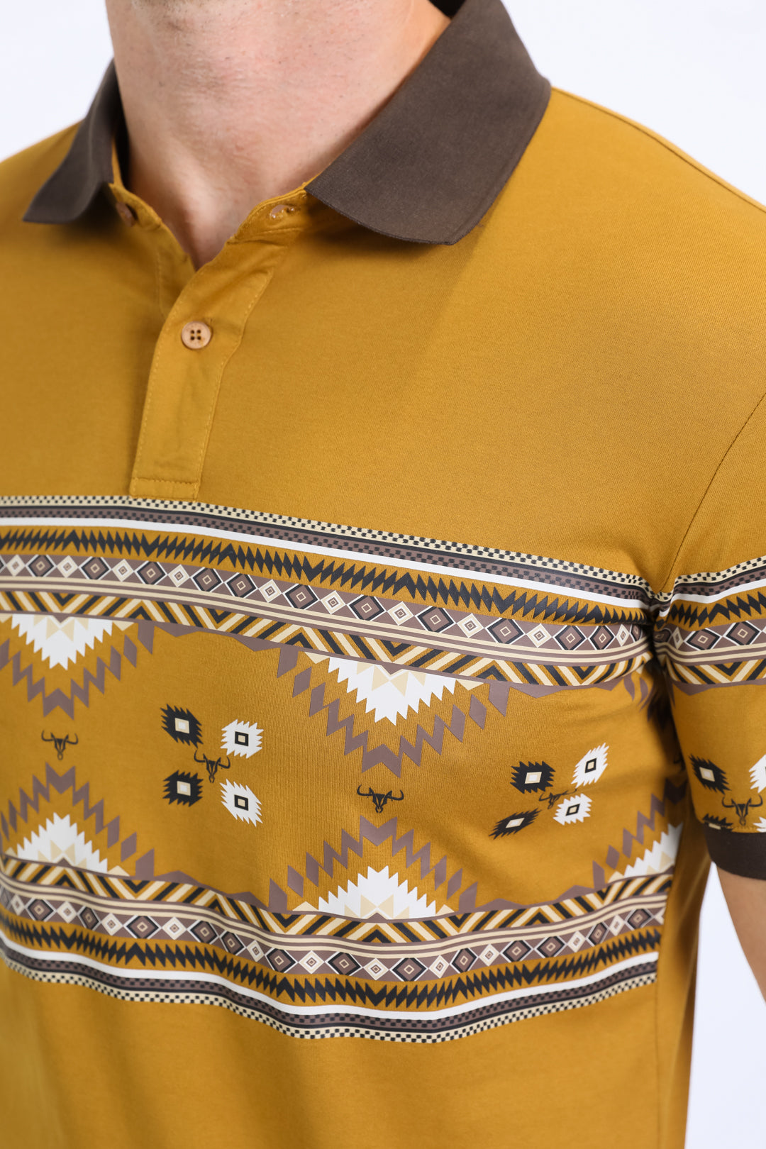 mustard aztec panoramic polo detail platini