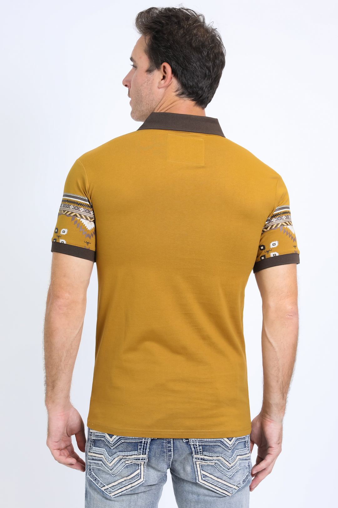 mustard aztec panoramic polo back platini