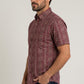 burgundy aztec stripe short sleeve shirt men platini side