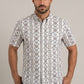 white aztec stripe short sleeve shirt men platini front