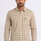 beige aztec stripe western shirt men platini front