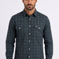 black aztec stripe western shirt men platini front