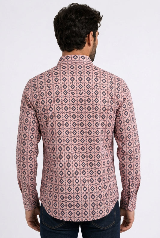 pink aztec stripe western shirt men platini detail