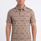 beige aztec geometric performance polo men platini front