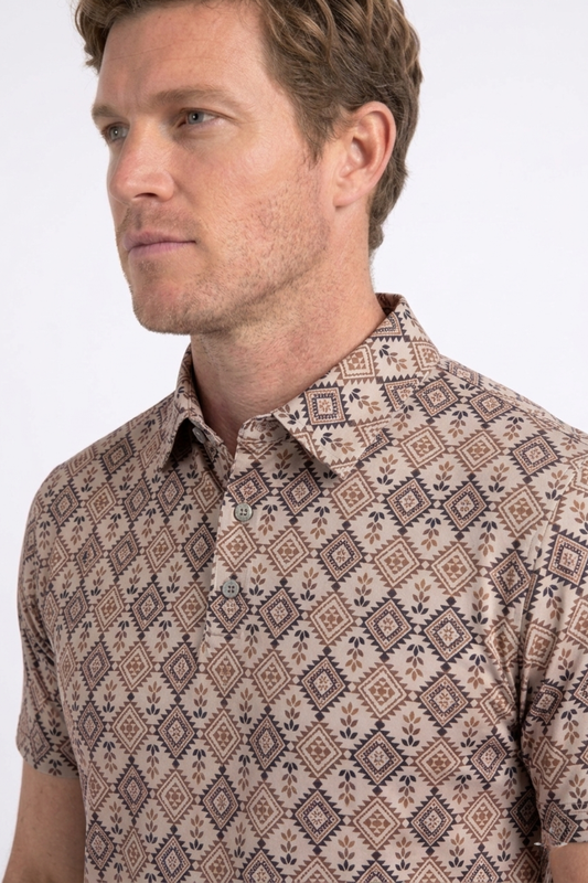 beige micro aztec performance polo men platini side