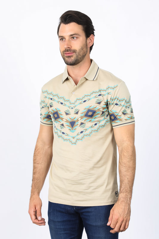 beige aztec diamond band polo men platini close-up
