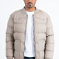 Mens Beige Bubble Jacket with Rib Collar & Cuffs