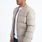 Mens Beige Bubble Jacket with Rib Collar & Cuffs