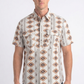 beige diamond tribal print performance shirt men platini front