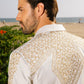 beige embroidery blazer men platini back detail lifestyle