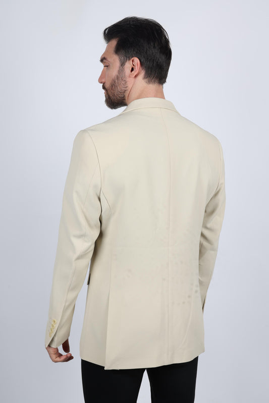 beige modern fit stretch blazer men platini back