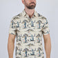 Mens Performance Fabric Modern Fit Stretch Cactus Print Polo
