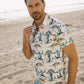 Mens Performance Fabric Modern Fit Stretch Cactus Print Polo