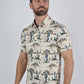 Mens Performance Fabric Modern Fit Stretch Cactus Print Polo