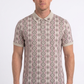 beige vertical geo diamond print polo men platini front