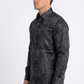 black abstract jacquard dress shirt men platini detail