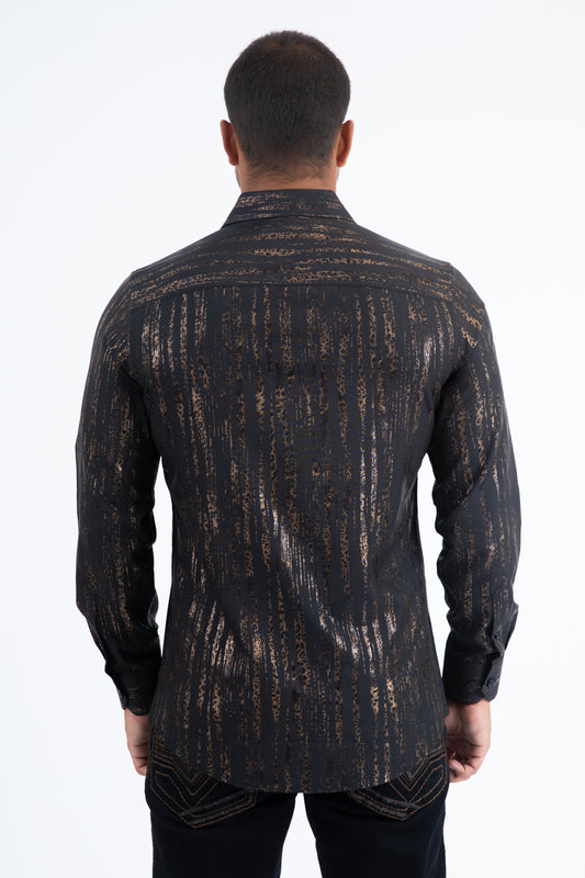 black abstract wave foil shirt back platini