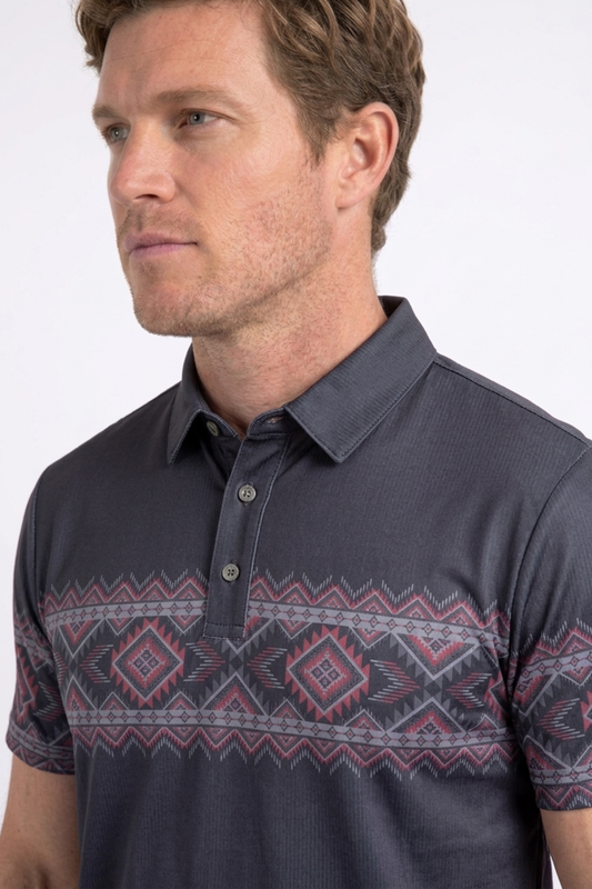 black aztec band performance polo men platini side