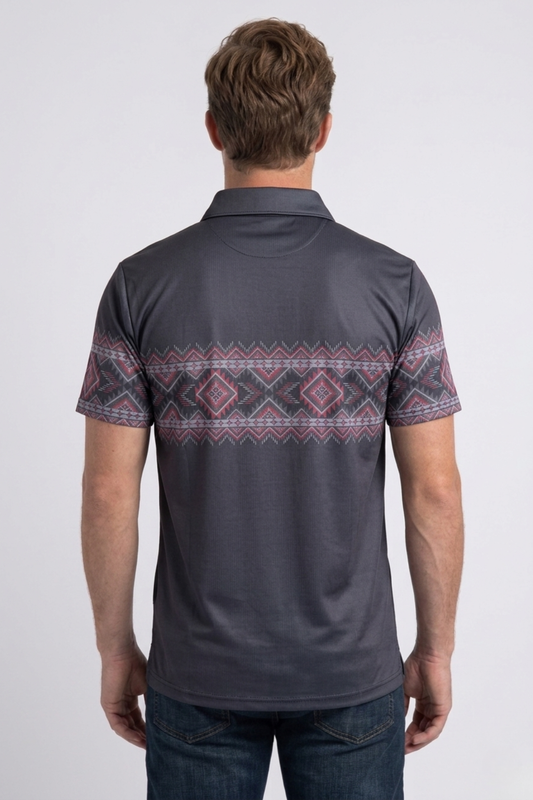 black aztec band performance polo men platini back