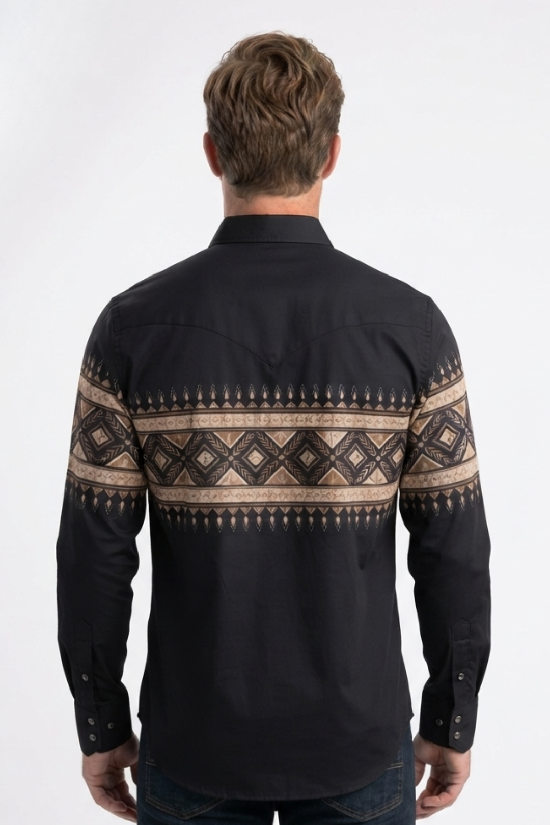 black aztec band western shirt men platini detail
