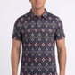 black aztec geometric performance polo ii men platini front