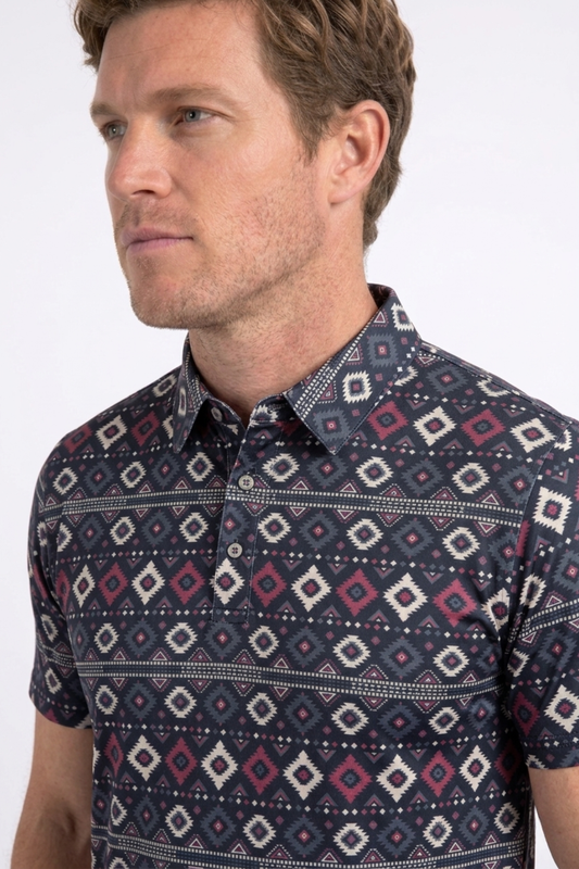 black aztec geometric performance polo ii men platini side