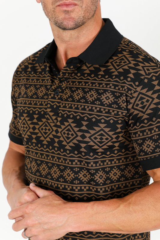 black brown geometric polo detail platini