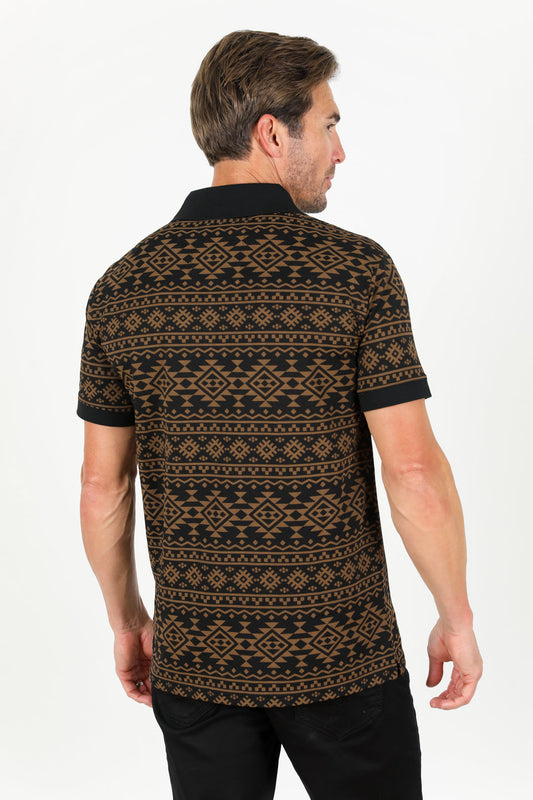 black brown geometric polo back platini