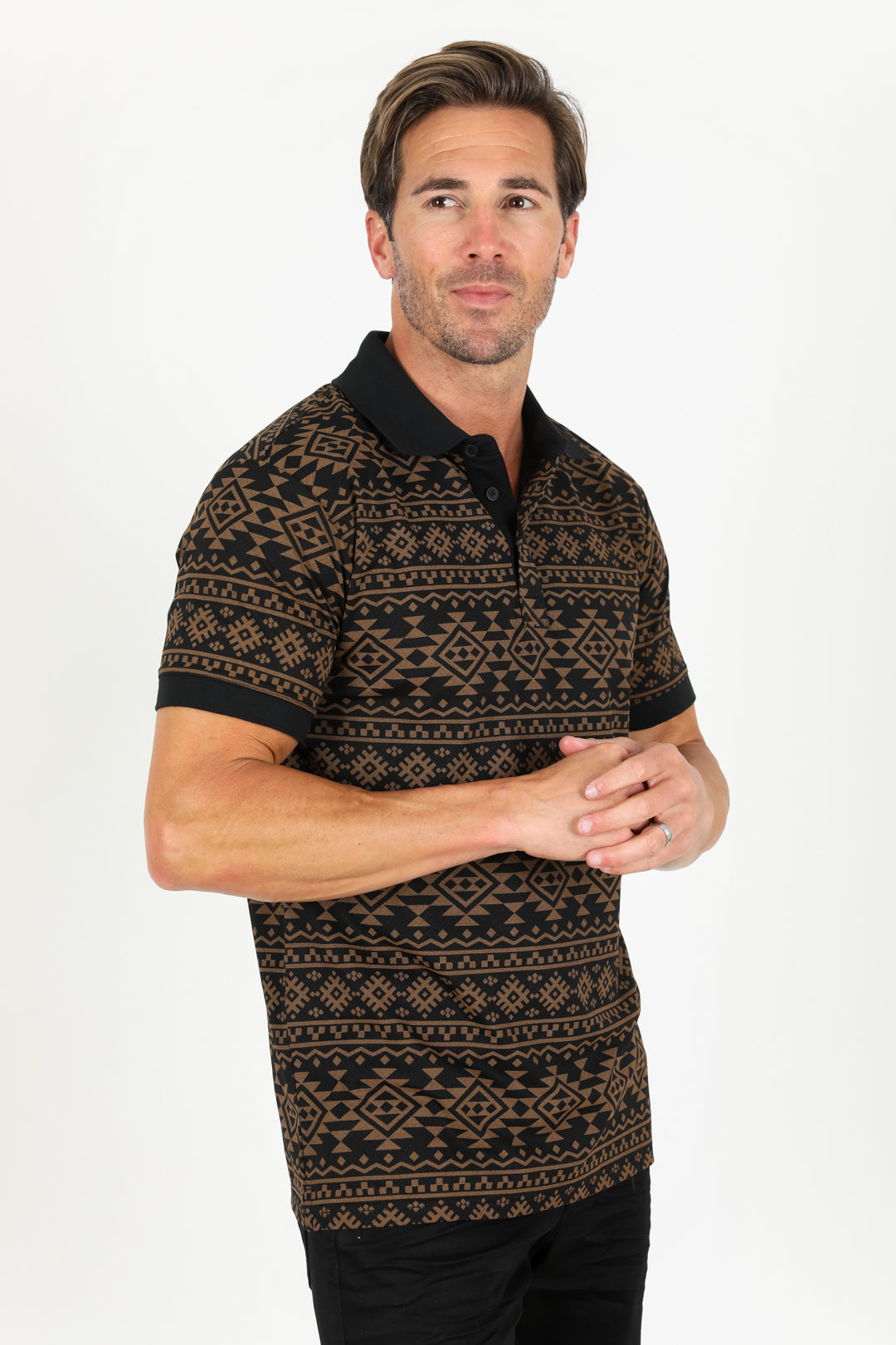 black brown geometric polo side platini