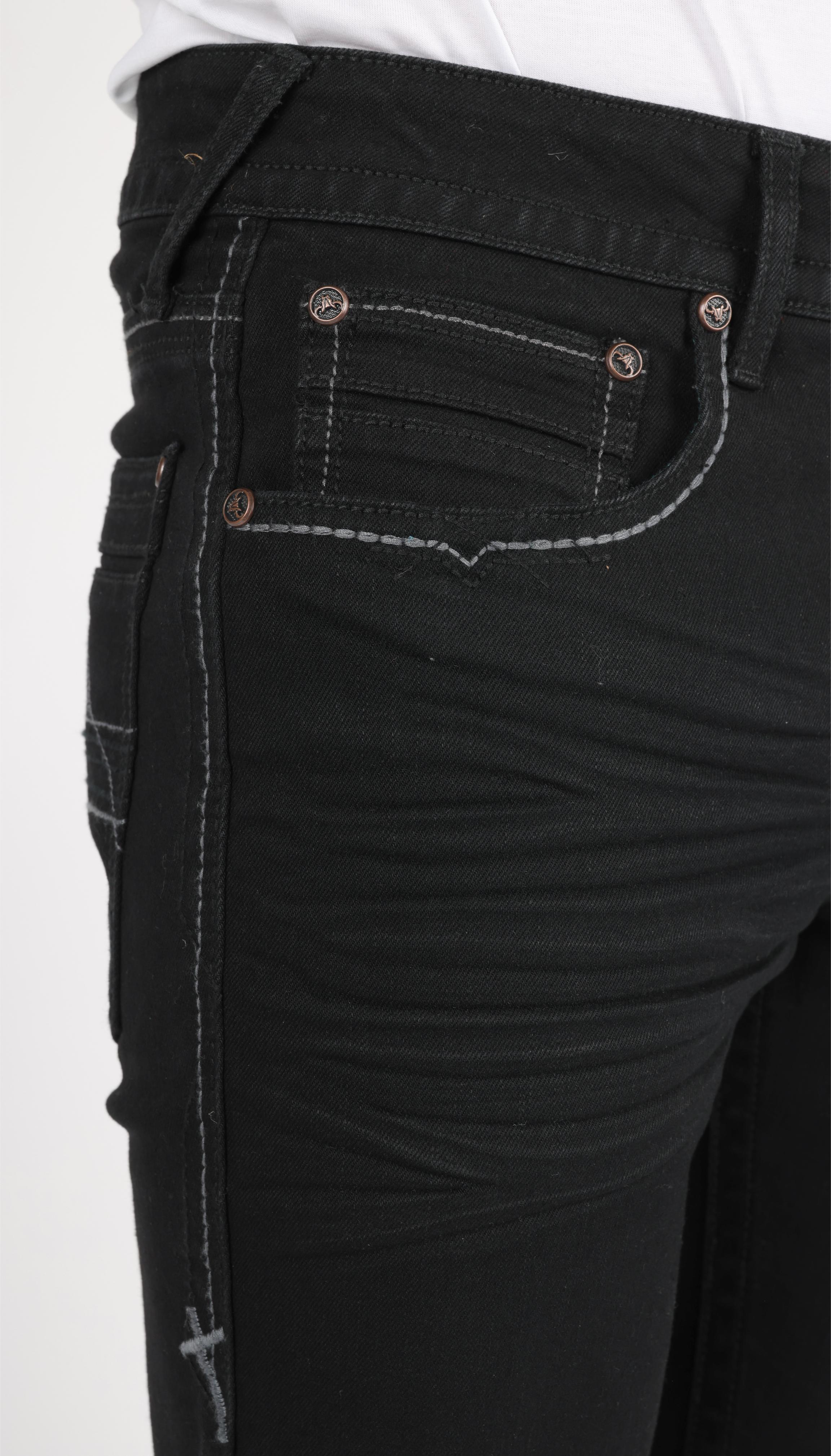 【SCENERITY】Black cut jeans Wornstar Clothing Hellraiser Side Laced Mens Jeans - Black