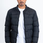 Mens Black Bubble Jacket with Rib Collar & Cuffs