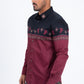black burgundy western rodeo graphic dress shirt men platini side