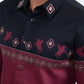 black burgundy western rodeo graphic dress shirt men platini back