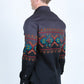 Men's Modern Fit Panoramic Aztec Print Long Sleeve Shirt - Black