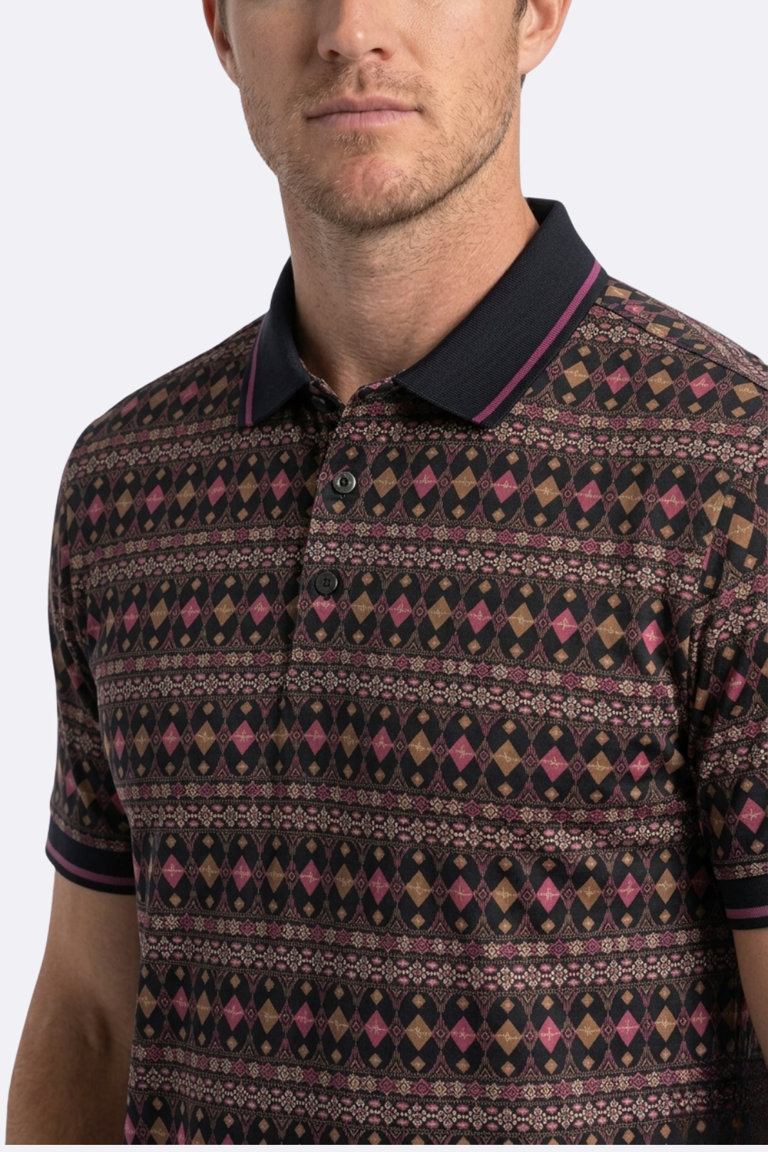 black diamond longhorn western print polo men platini side