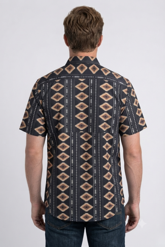 black diamond tribal print performance shirt men platini side