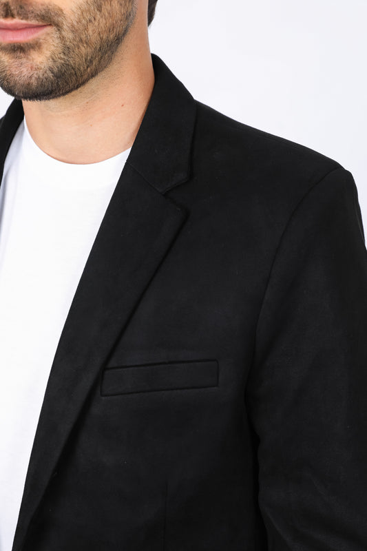 black double button suede blazer men platini detail